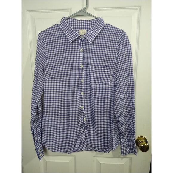 J. Crew Woman M The Perfect Shirt Purple Check Casual Long Sleeve - Picture 1 of 8